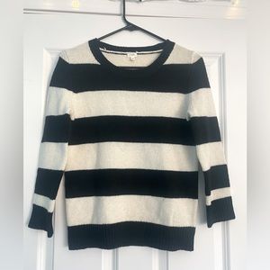 J. Crew Black and White Striped Wool Sweater, XS